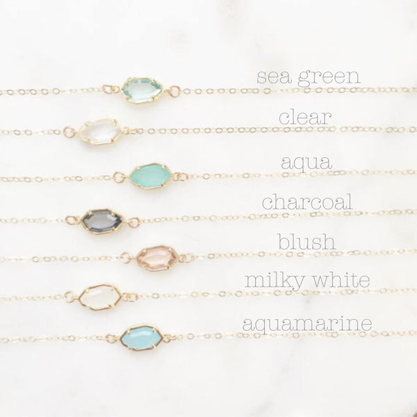 CORA | Dainty Gold Stone Necklace | Glass Stone Necklace | Tiny Stone Necklace | Dainty Gold Necklace | Gold Fill Necklace
