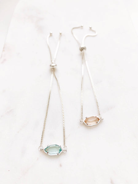 CORA | Adjustable Bracelet | Silver Adjustable Bolo Bracelet | Dainty Adjustable Bracelet | Dainty Bolo Bracelet | Stone Bracelet Silver