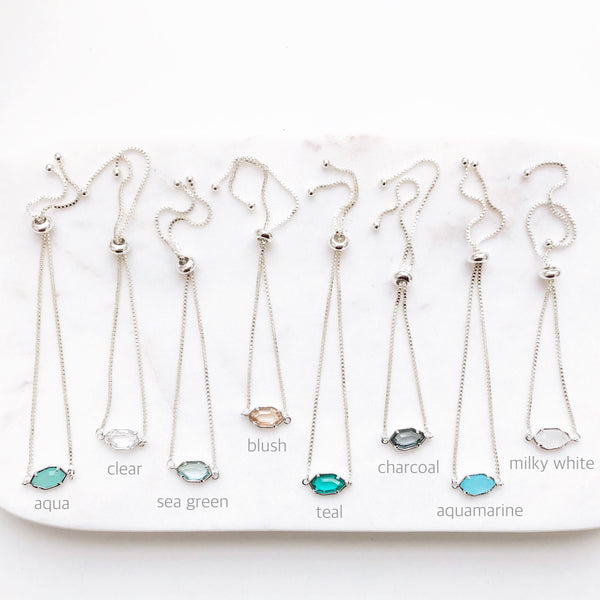 CORA | Bolo Bracelet | Silver Bolo Bracelet| Bolo Bracelet Women | Adjustable Bracelet | Stone Bracelet | Dainty Silver Bolo Bracelet Women