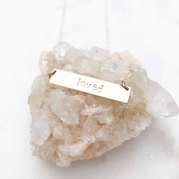 Loved Bar Necklace, Bar Necklace, Gold Bar Necklace, Gift For Her, Gift For Wife, Girlfriend Gift, Dainty Necklace, Gold Filled Necklace