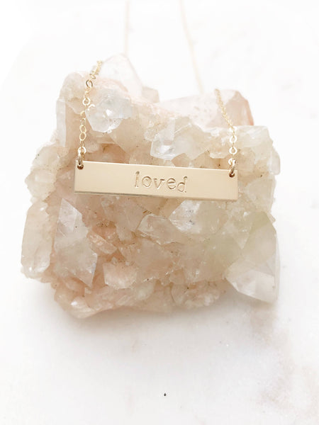 Loved Bar Necklace, Bar Necklace, Gold Bar Necklace, Gift For Her, Gift For Wife, Girlfriend Gift, Dainty Necklace, Gold Filled Necklace