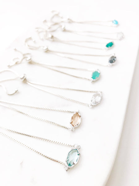 CORA | Adjustable Bracelet | Silver Adjustable Bolo Bracelet | Dainty Adjustable Bracelet | Dainty Bolo Bracelet | Stone Bracelet Silver