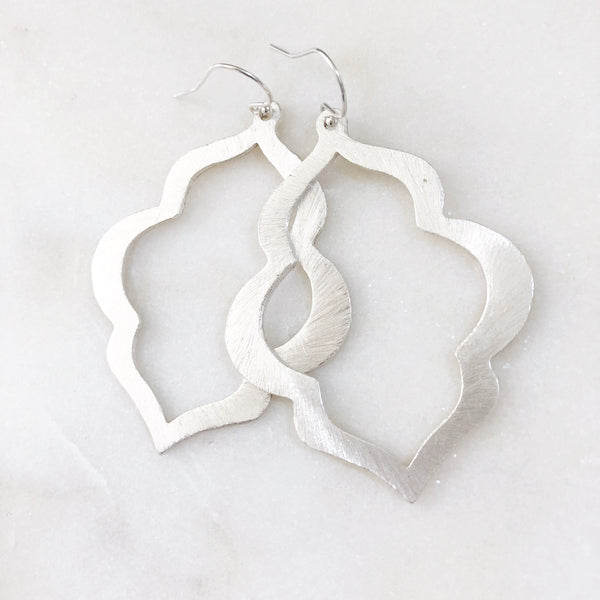 RIVER | Silver Moroccan Earrings | Silver Boho Earrings | Silver Dangle Earrings | Brushed Silver Bohemian Earrings | Silver Earrings