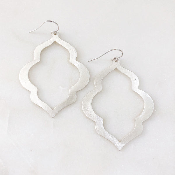 RIVER | Silver Keyhole Earrings | Silver Dangle Earrings | Silver Boho Earrings | Brushed Silver Moroccan Earrings | Silver Earrings