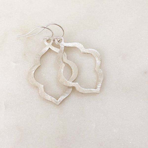 RIVER | Silver Moroccan Earrings | Silver Boho Earrings | Silver Dangle Earrings | Brushed Silver Bohemian Earrings | Silver Earrings