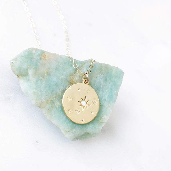 ADELE | Opal Star Necklace | Opal Disc Necklace | Opal Necklace | Gold Coin Necklace | Dainty Star Necklace | Dainty Opal Star Necklace