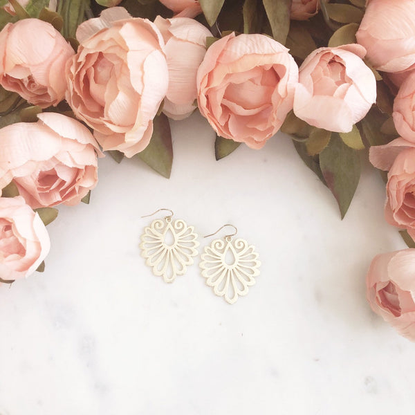 EMBRY | Brushed Gold Dangle Earrings | Gold Boho Earrings | Gold Statement Earrings | Brushed Gold Moroccan Earrings | Gold Bohemian