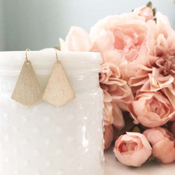 RILEY | Gold Geometric Earrings | Gold Diamond Shaped Earrings | Gold Dangle Earrings | Brushed Gold Kite Earrings | Gold Earrings