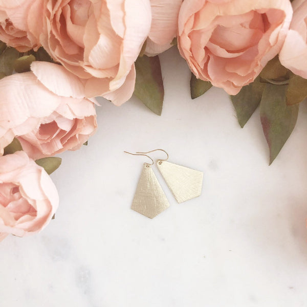 RILEY | Gold Geometric Earrings | Gold Diamond Shaped Earrings | Gold Dangle Earrings | Brushed Gold Kite Earrings | Gold Earrings