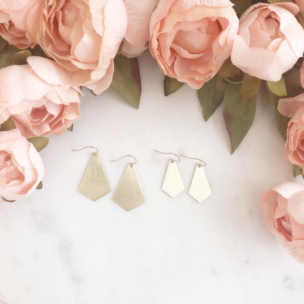 RILEY | Gold Geometric Earrings | Gold Diamond Shaped Earrings | Gold Dangle Earrings | Brushed Gold Kite Earrings | Gold Earrings