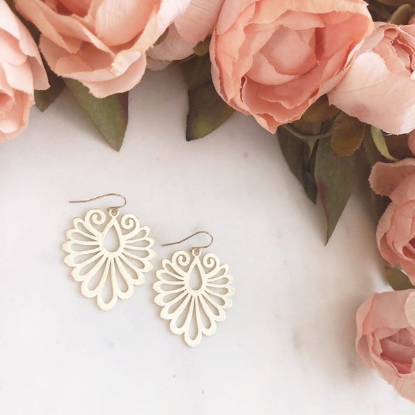 EMBRY | Brushed Gold Dangle Earrings | Gold Boho Earrings | Gold Statement Earrings | Brushed Gold Moroccan Earrings | Gold Bohemian