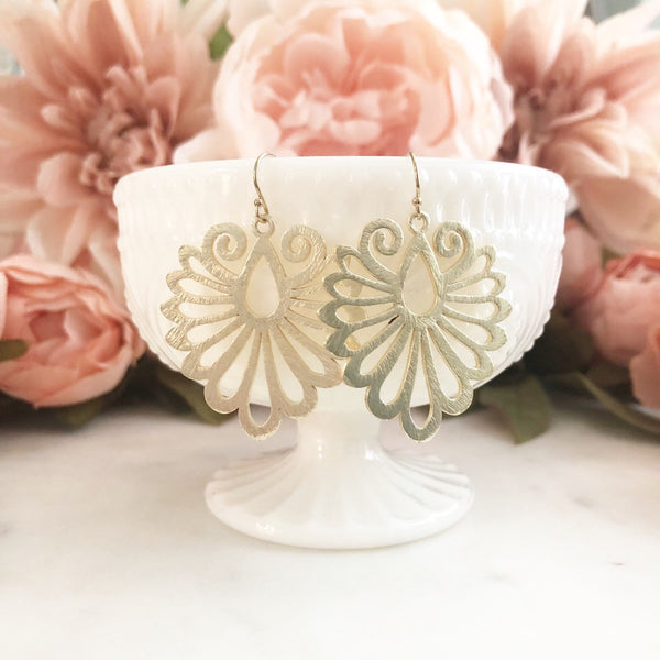 EMBRY | Brushed Gold Dangle Earrings | Gold Boho Earrings | Gold Statement Earrings | Brushed Gold Moroccan Earrings | Gold Bohemian