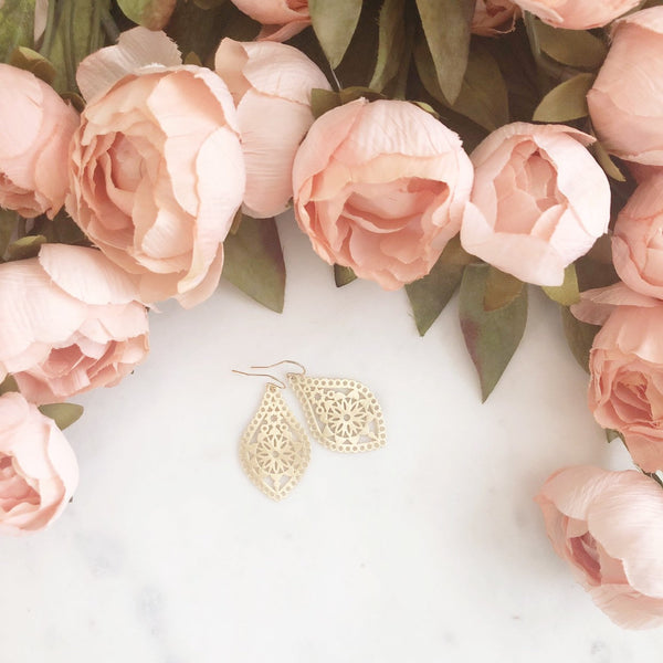 AMELIA | Brushed Gold Dangle Earrings | Gold Boho Earrings | Gold Teardrop Earrings | Brushed Gold Moroccan Earrings | Gold Bohemian Earring