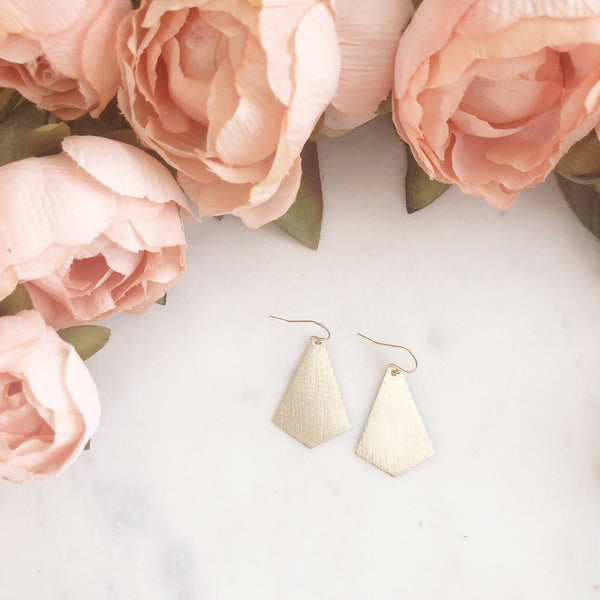RILEY | Gold Geometric Earrings | Gold Diamond Shaped Earrings | Gold Dangle Earrings | Brushed Gold Kite Earrings | Gold Earrings