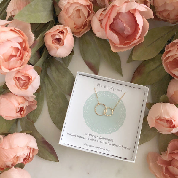 MOTHER DAUGHTER NECKLACE, Mom Necklace, Mom Gift, Gift For Mom, New Mom Gift, Dainty Necklace, Gold Filled Necklace, Minimalist Necklace
