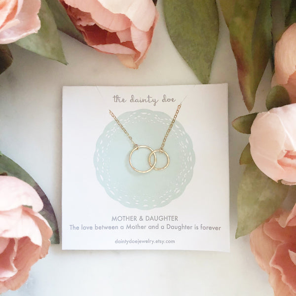 MOTHER DAUGHTER NECKLACE, Mom Necklace, Mom Gift, Gift For Mom, New Mom Gift, Dainty Necklace, Gold Filled Necklace, Minimalist Necklace
