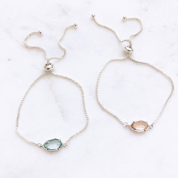 CORA | Adjustable Bracelet | Silver Adjustable Bolo Bracelet | Dainty Adjustable Bracelet | Dainty Bolo Bracelet | Stone Bracelet Silver