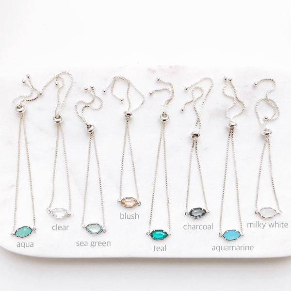 CORA | Adjustable Bracelet | Silver Adjustable Bolo Bracelet | Dainty Adjustable Bracelet | Dainty Bolo Bracelet | Stone Bracelet Silver
