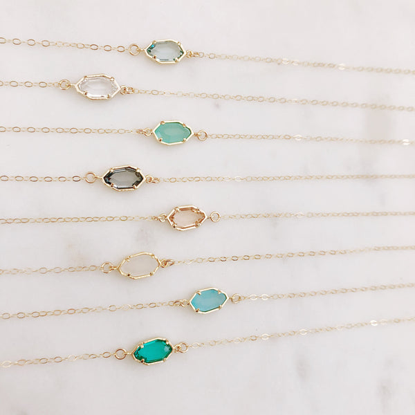 Dainty Stone Necklace, Crystal Necklace, Dainty Gold Necklace, Bridal Jewelry, Bridesmaid Necklace, Gift For Her, Gold Filled Necklace, CORA