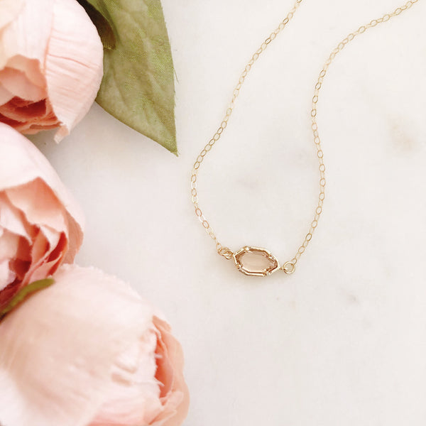 Dainty Stone Necklace, Crystal Necklace, Dainty Gold Necklace, Bridal Jewelry, Bridesmaid Necklace, Gift For Her, Gold Filled Necklace, CORA