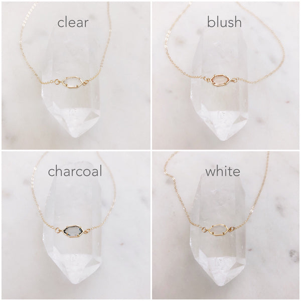Dainty Stone Necklace, Crystal Necklace, Dainty Gold Necklace, Bridal Jewelry, Bridesmaid Necklace, Gift For Her, Gold Filled Necklace, CORA