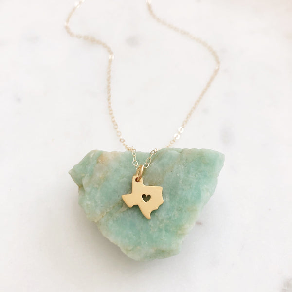 Texas Necklace Gold, Dainty Gold Necklace, Moving Gift, Texas Necklace, State Necklace, Texas Gifts, Gift For Her, Gold Texas Necklace