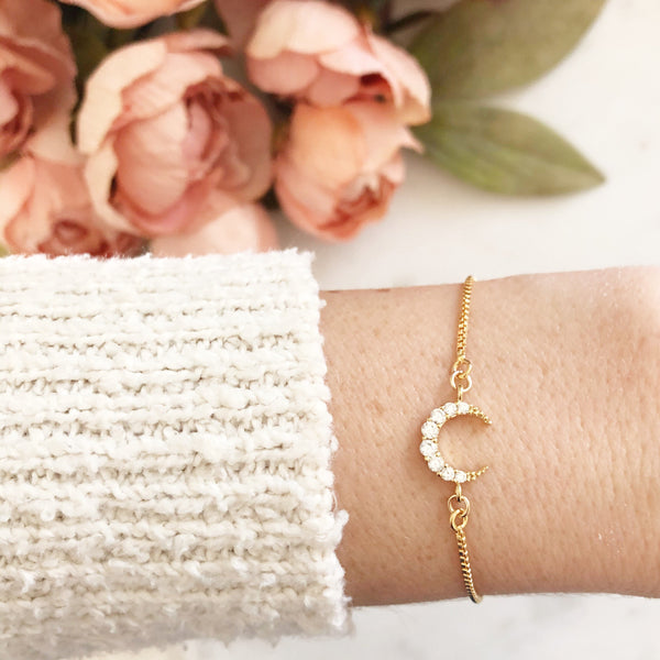 Moon Bracelet, Bolo Bracelet, Celestial Jewelry, Best Friend Gifts, Moon Jewelry, Adjustable Bracelet, Boho Bracelet, Slide Bracelet, ALLI