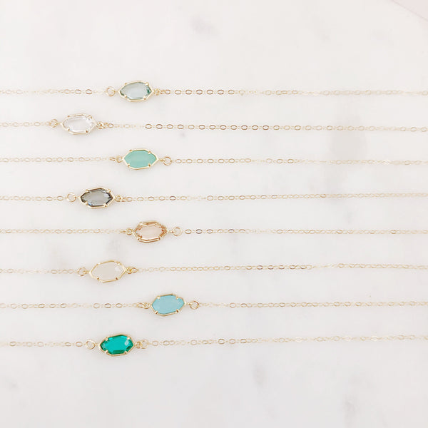 Dainty Stone Necklace, Crystal Necklace, Dainty Gold Necklace, Bridal Jewelry, Bridesmaid Necklace, Gift For Her, Gold Filled Necklace, CORA