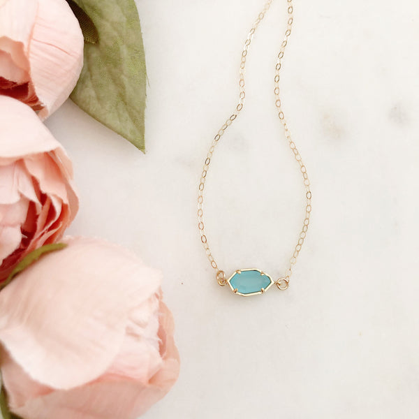 Dainty Stone Necklace, Crystal Necklace, Dainty Gold Necklace, Bridal Jewelry, Bridesmaid Necklace, Gift For Her, Gold Filled Necklace, CORA