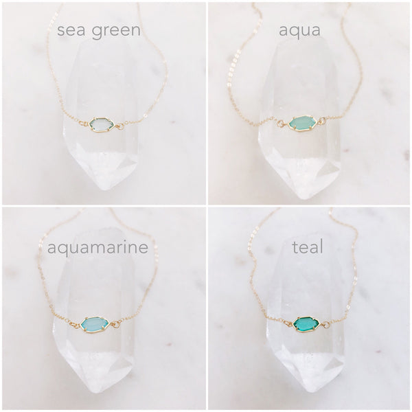 Dainty Stone Necklace, Crystal Necklace, Dainty Gold Necklace, Bridal Jewelry, Bridesmaid Necklace, Gift For Her, Gold Filled Necklace, CORA