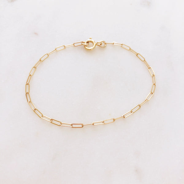 Rectangle Chain Bracelet, Paper Clip Chain Bracelet, Paperclip Chain Bracelet, Gold Filled Bracelet, Rectangle Link Chain Bracelet, PAISLEY