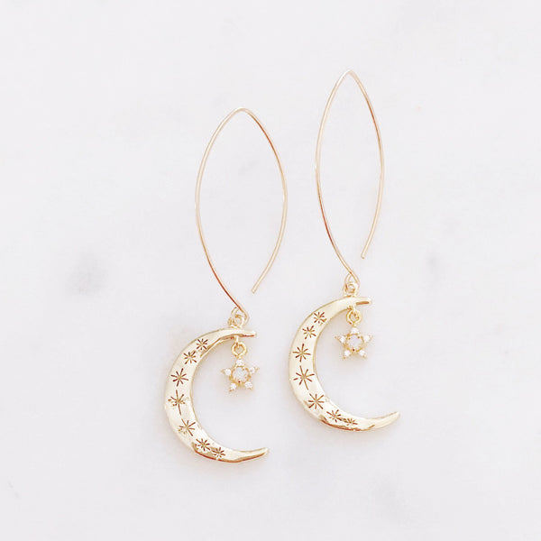 Crescent Moon Earrings, Star and Moon Earrings, Opal Earrings, Best Friend Gifts, Birthday Gifts for Her, AURORA