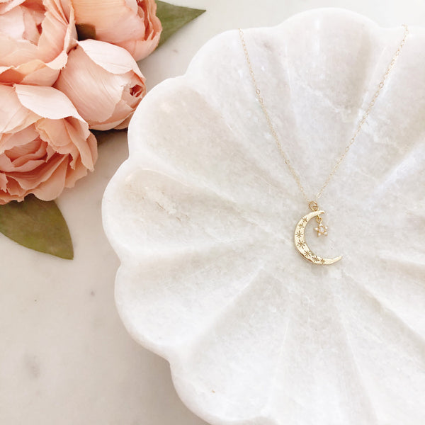 Aurora Moon and Tiny Star Necklace