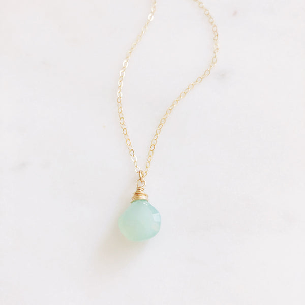 Aqua Chalcedony Necklace, Stone Necklace, Dainty Gold Necklace, Chalcedony Necklace, Boho Necklace, Gold Minimalist Necklace, RAINEY