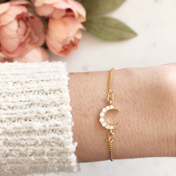 Moon Bracelet, Bolo Bracelet, Celestial Jewelry, Best Friend Gifts, Moon Jewelry, Adjustable Bracelet, Boho Bracelet, Slide Bracelet, ALLI