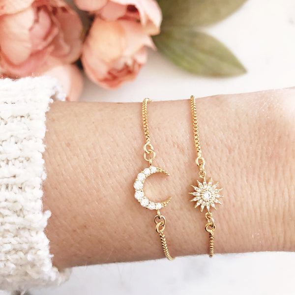 Moon Bracelet, Bolo Bracelet, Celestial Jewelry, Best Friend Gifts, Moon Jewelry, Adjustable Bracelet, Boho Bracelet, Slide Bracelet, ALLI