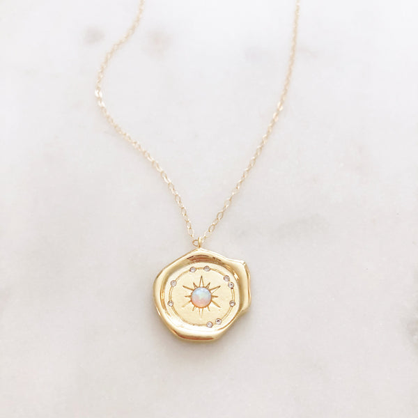 Medallion Necklace, Opal Necklace, Coin Necklace, Birthday Gifts for Her, Best Friend Gifts, ADELAIDE