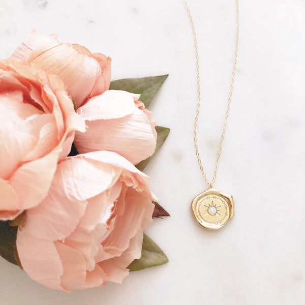 Medallion Necklace, Opal Necklace, Coin Necklace, Birthday Gifts for Her, Best Friend Gifts, ADELAIDE