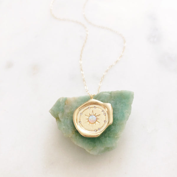 Medallion Necklace, Opal Necklace, Coin Necklace, Birthday Gifts for Her, Best Friend Gifts, ADELAIDE