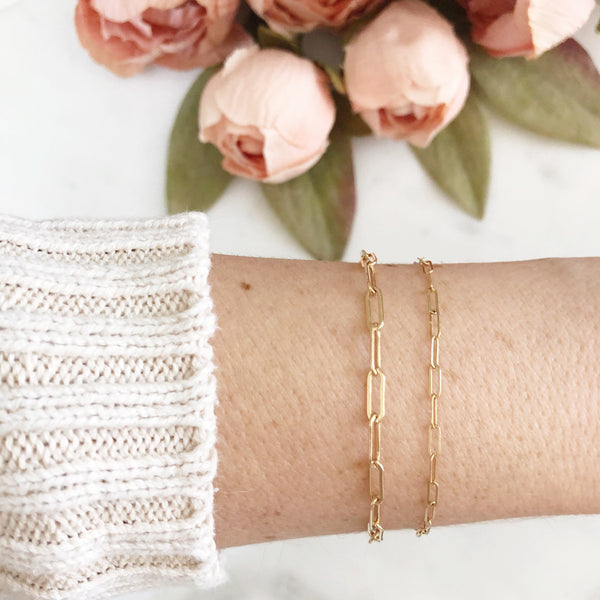 Rectangle Chain Bracelet, Paper Clip Chain Bracelet, Paperclip Chain Bracelet, Gold Filled Bracelet, Rectangle Link Chain Bracelet, PAISLEY