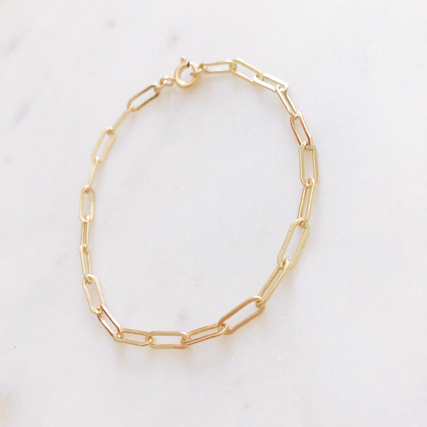 Rectangle Chain Bracelet, Paper Clip Chain Bracelet, Paperclip Chain Bracelet, Gold Filled Bracelet, Rectangle Link Chain Bracelet, PAISLEY