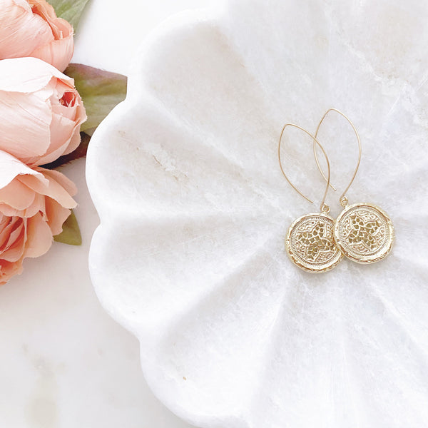 Coin Earrings, Cross Earrings, Gold Disc Earrings, Birthday Gifts for Her, Best Friend Gifts, BELLA