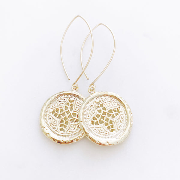 Coin Earrings, Cross Earrings, Gold Disc Earrings, Birthday Gifts for Her, Best Friend Gifts, BELLA