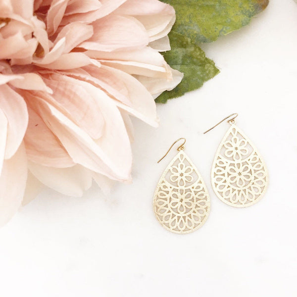 TENNESSEE | Gold Teardrop Earrings | Brushed Gold Teardrop Earrings | Statement Earrings | Gold Statement Earrings | Teardrop Earrings Gold