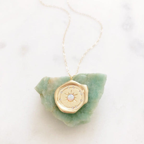 Medallion Necklace, Opal Necklace, Coin Necklace, Birthday Gifts for Her, Best Friend Gifts, ADELAIDE