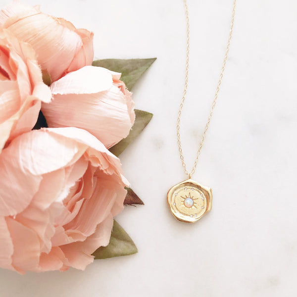 Medallion Necklace, Opal Necklace, Coin Necklace, Birthday Gifts for Her, Best Friend Gifts, ADELAIDE