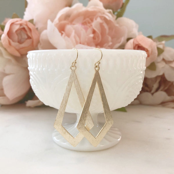 Gold Statement Earrings, Geometric Earrings, Minimalist Earrings, Gold Dangle Earrings, Coworker Christmas Gift, PRESLEY