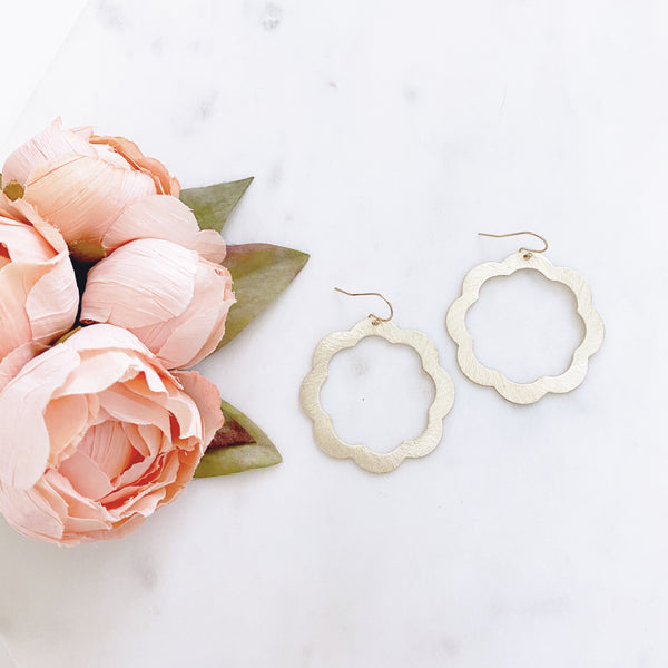 Flower Statement Earrings, Flower Earrings, Gold Statement Earrings, Boho Earrings, Floral Earrings, Big Flower Earrings, JOSIE