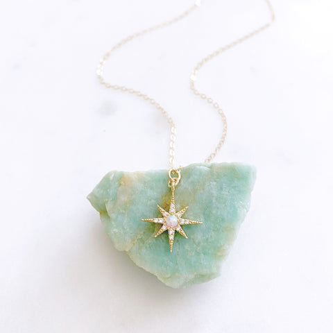 North Star Necklace, Opal Necklace, Celestial Jewelry, Secret Santa Gift for Women, HALEY