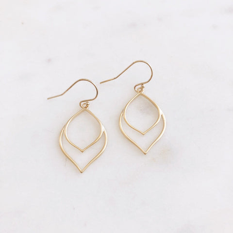 KINSLEY | Gold Boho Earrings | Dainty Gold Dangle Earrings | Gold Marquise Earrings | Gold Moroccan Earrings | Dainty Gold Bohemian Earrings